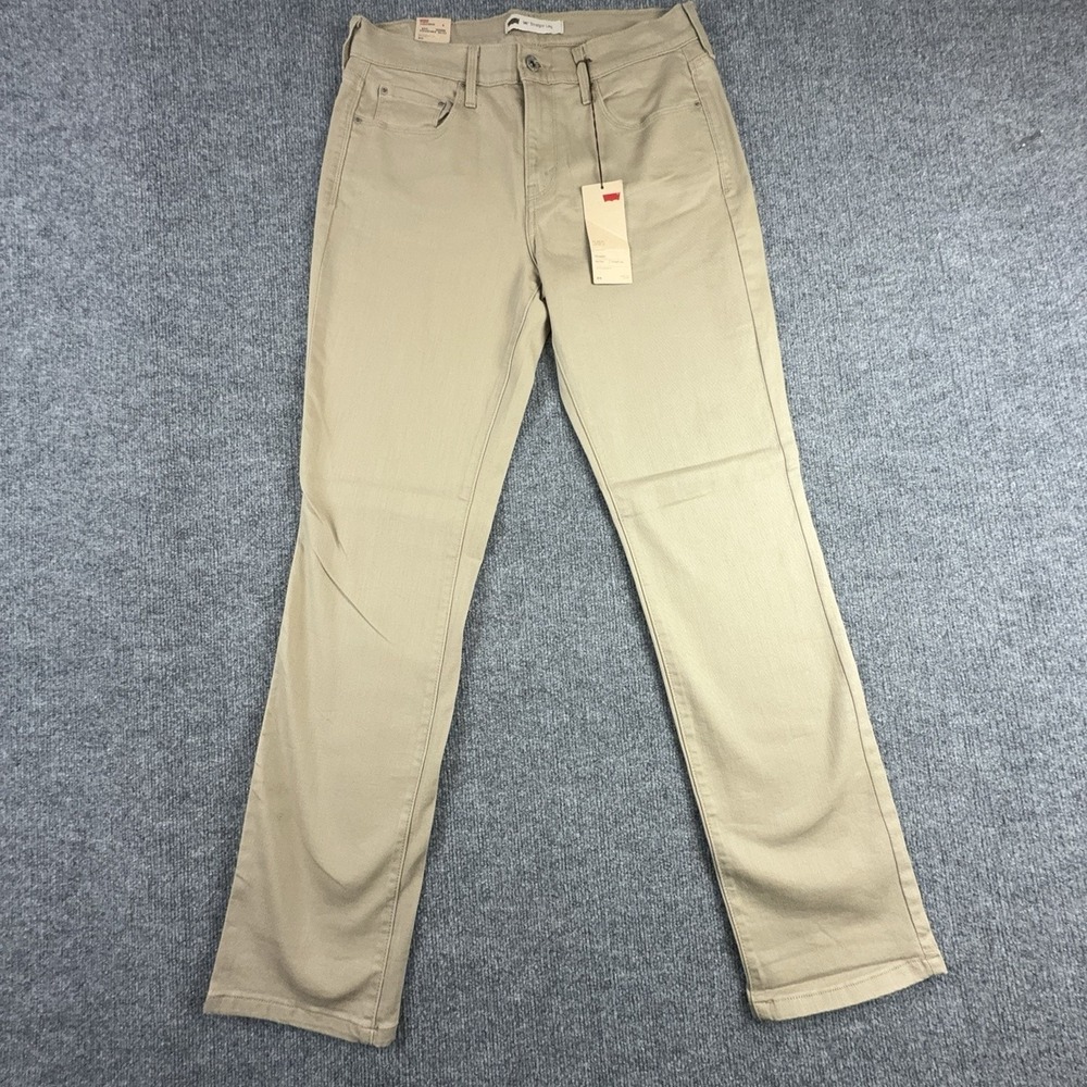 Levis 505 Mens 29x32 Beige Regular Fit Straight Leg Stretch Jeans 15621-0004